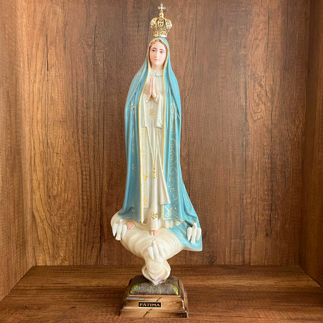Estatua De La Virgen De Fátima Tono Azul De 44cm – VII Sacramentos Colombia