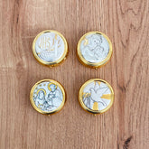 Cofre (Portaviático Hostia 3.5cm) con Imagen Religiosa y Baño en Oro Italiano