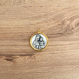 Medalla Italiana de Virgen del Carmen y Sagrado Corazón Bicolor 1.6cm