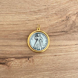 Medalla Italiana de Virgen de Guadalupe y Jesús de la Misericordia Bicolor 2.2cm – VII Sacramentos Colombia