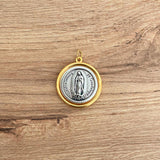 Medalla Italiana de Virgen de Guadalupe y Jesús de la Misericordia Bicolor 2.2cm – VII Sacramentos Colombia