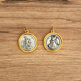 Medalla Italiana de San Miguel Arcángel y Ángel de la Guarda Bicolor 2.2cm – VII Sacramentos Colombia