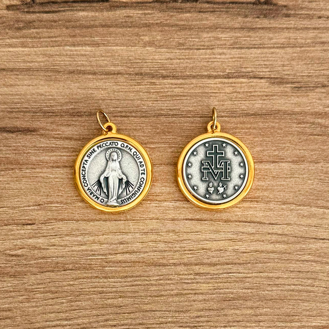 Medalla Italiana de Virgen de la Medalla Milagrosa 2.2cm – VII Sacramentos Colombia