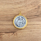 Medalla Italiana de Virgen del Carmen y Sagrado Corazón Bicolor 3cm – VII Sacramentos Colombia
