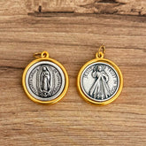Medalla Italiana de Virgen de Guadalupe y Jesús de la Misericordia Bicolor 3cm – VII Sacramentos Colombia