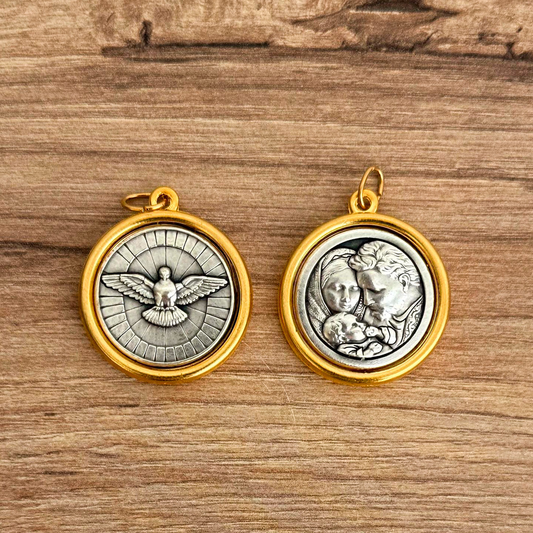 Denario de Perla de Vidrio 1.8 cm con Medalla Religiosa – VII Sacramentos Colombia