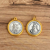 Medalla Italiana de San miguel Arcángel y Ángel de la Guarda Bicolor 3cm