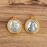 Medalla Italiana de San miguel Arcángel y Ángel de la Guarda Bicolor 3cm – VII Sacramentos Colombia