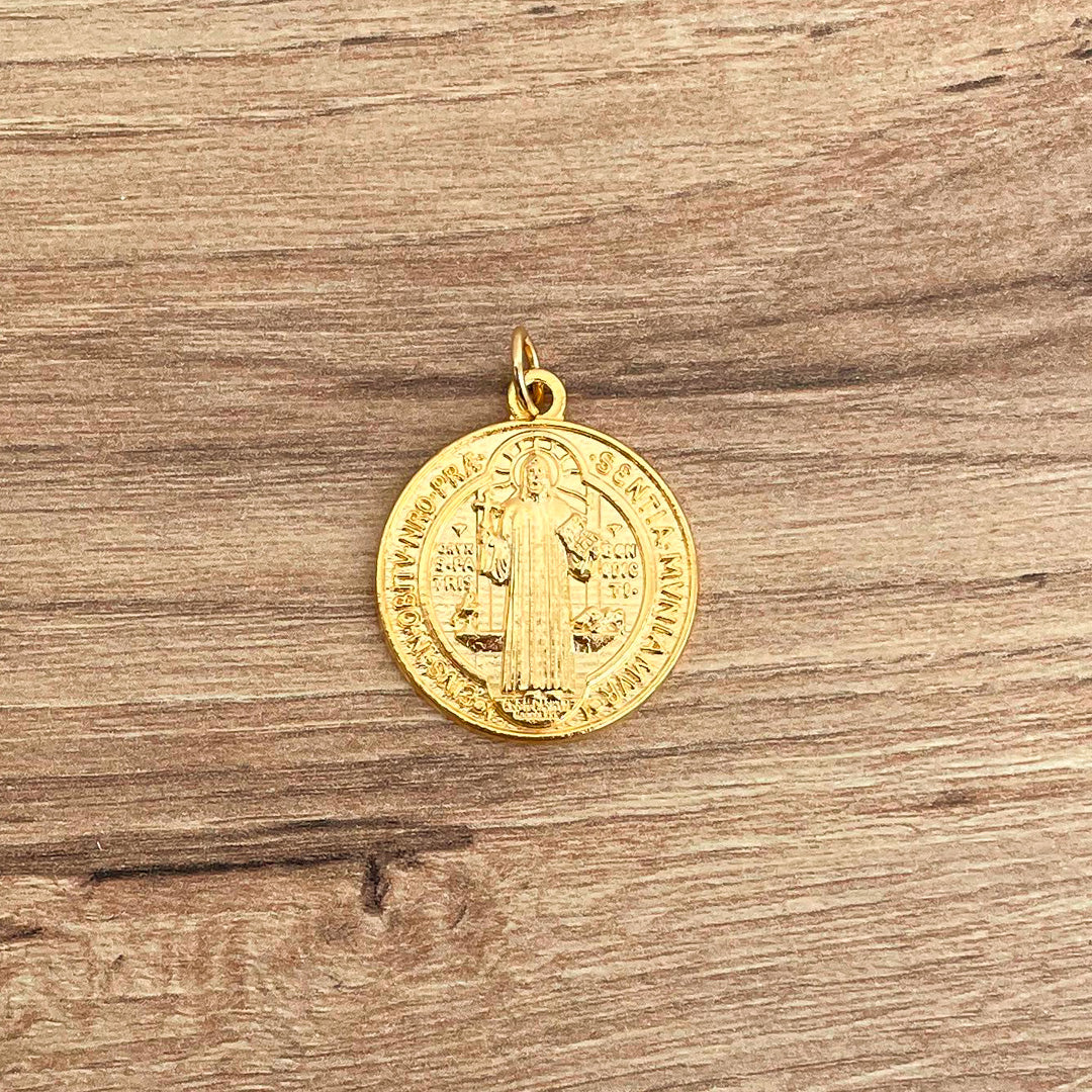 Medalla Italiana de San Benito en Zamak con Baño de Oro 2.5cm – VII Sacramentos Colombia
