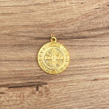 Medalla Italiana de San Benito en Zamak con Baño de Oro 2.5cm – VII Sacramentos Colombia