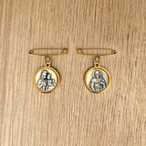 Broche tipo nodriza con medalla italiana Virgen del Carmen - Sagrado Corazón