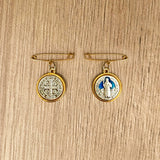 Broche tipo nodriza con medalla italiana San Benito