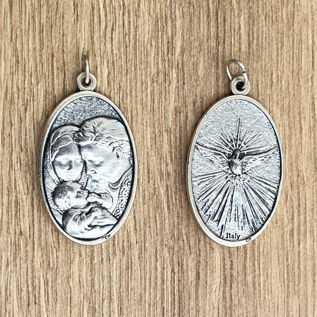 Medalla Italiana Ovalada de la Sagrada Familia y el Espíritu Santo 4.5cm – VII Sacramentos Colombia