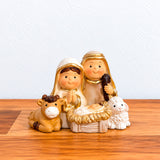 Nacimiento Pequeño con Animales Color Pastel – Sagrada Familia con Burrito y Cordero