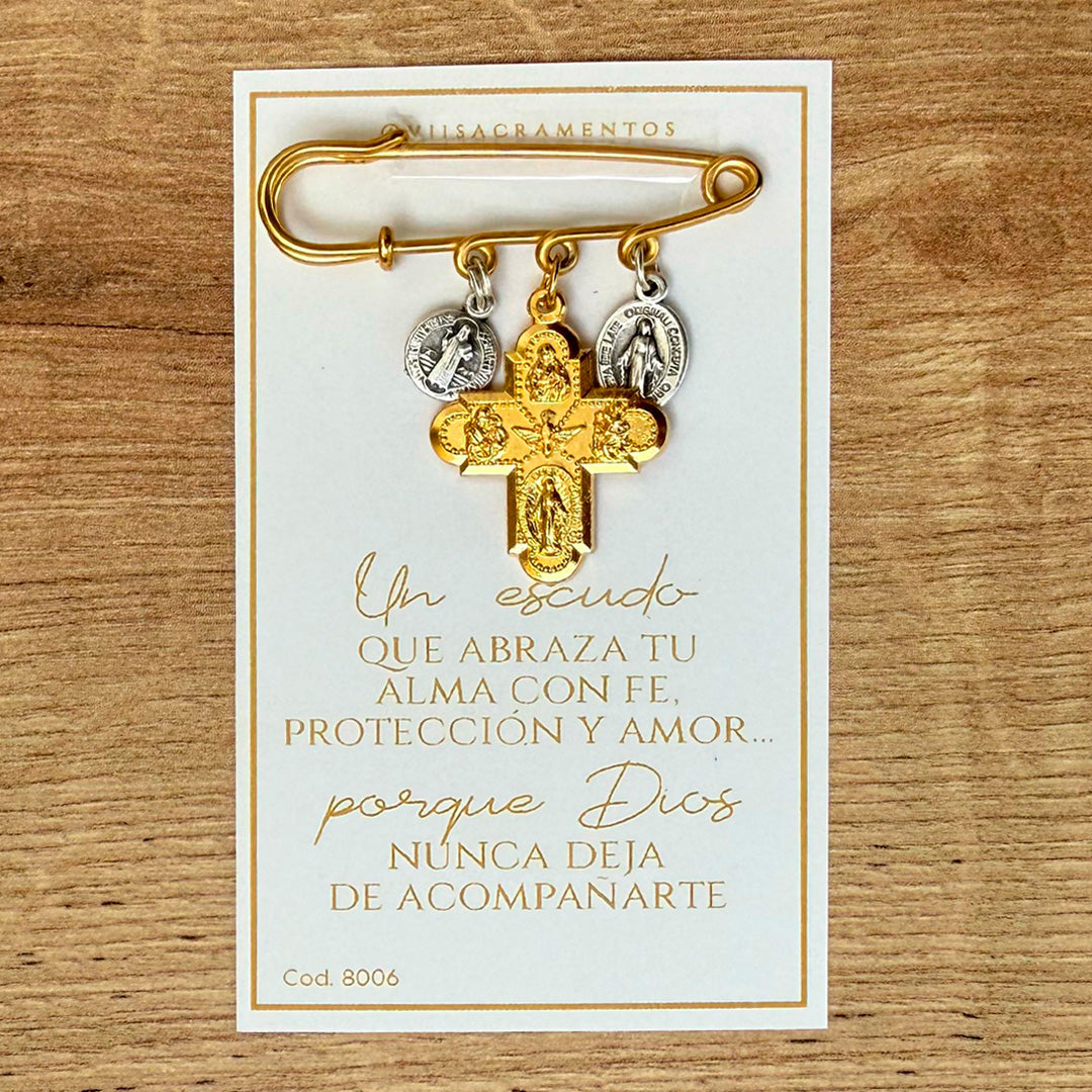 Nodriza con Medallas de Protección – Cruz de las Cinco Gracias, San Benito y Medalla Milagrosa – VII Sacramentos Colombia