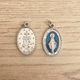 Medalla Italiana Ovalada de la Virgen Milagrosa Azul – VII Sacramentos Colombia