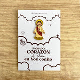 Pines Metálico Sagrado Corazón de Jesús Resinado