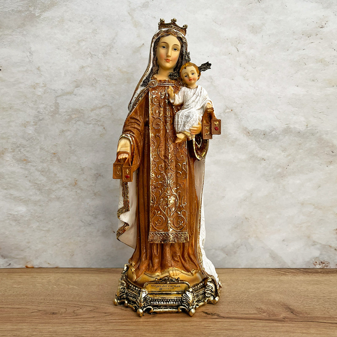 Estatua de la Virgen del Carmen 40cm Dorada – VII Sacramentos Colombia