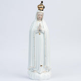 Estatua Virgen de Fátima de 33 cm en porcelana decorativa con corona dorada - VII Sacramentos Colombia