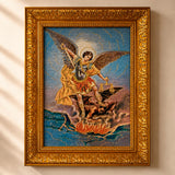 Cuadro Gobelino San Miguel Arcángel Marco Dorado 55x41cm