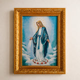 Cuadro tipo gobelino con imagen de la Virgen de la Medalla Milagrosa