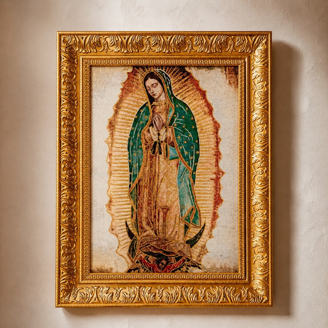 Cuadro tipo gobelino con imagen de la Virgen de Guadalupe