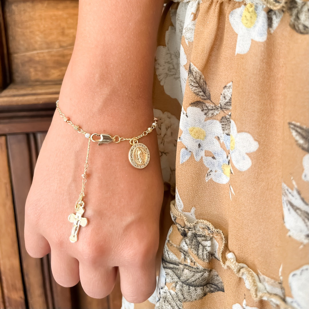 Pulsera Denario Baño de Tres Oros