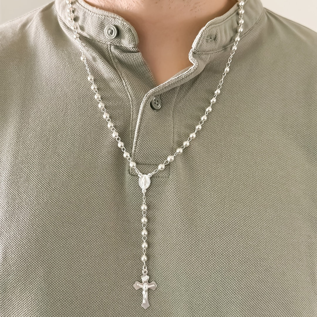 Rosario de Plata 925 Balines Circulares – 40 cm – VII Sacramentos Colombia