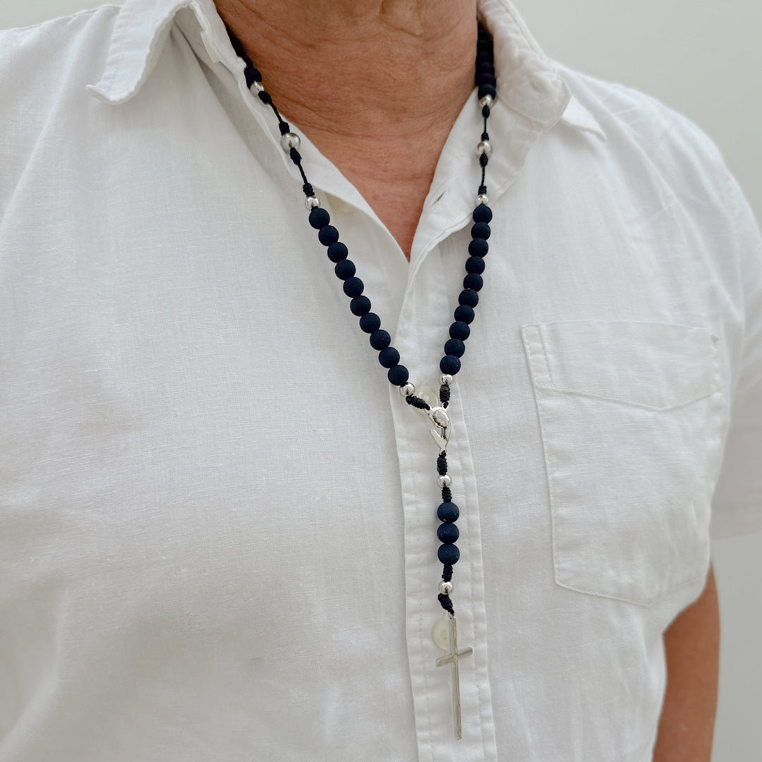 Rosario de Hilo con Pepas de Neopreno Azul