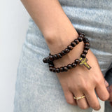 Pulsera de Rosario en Madera con Elástico