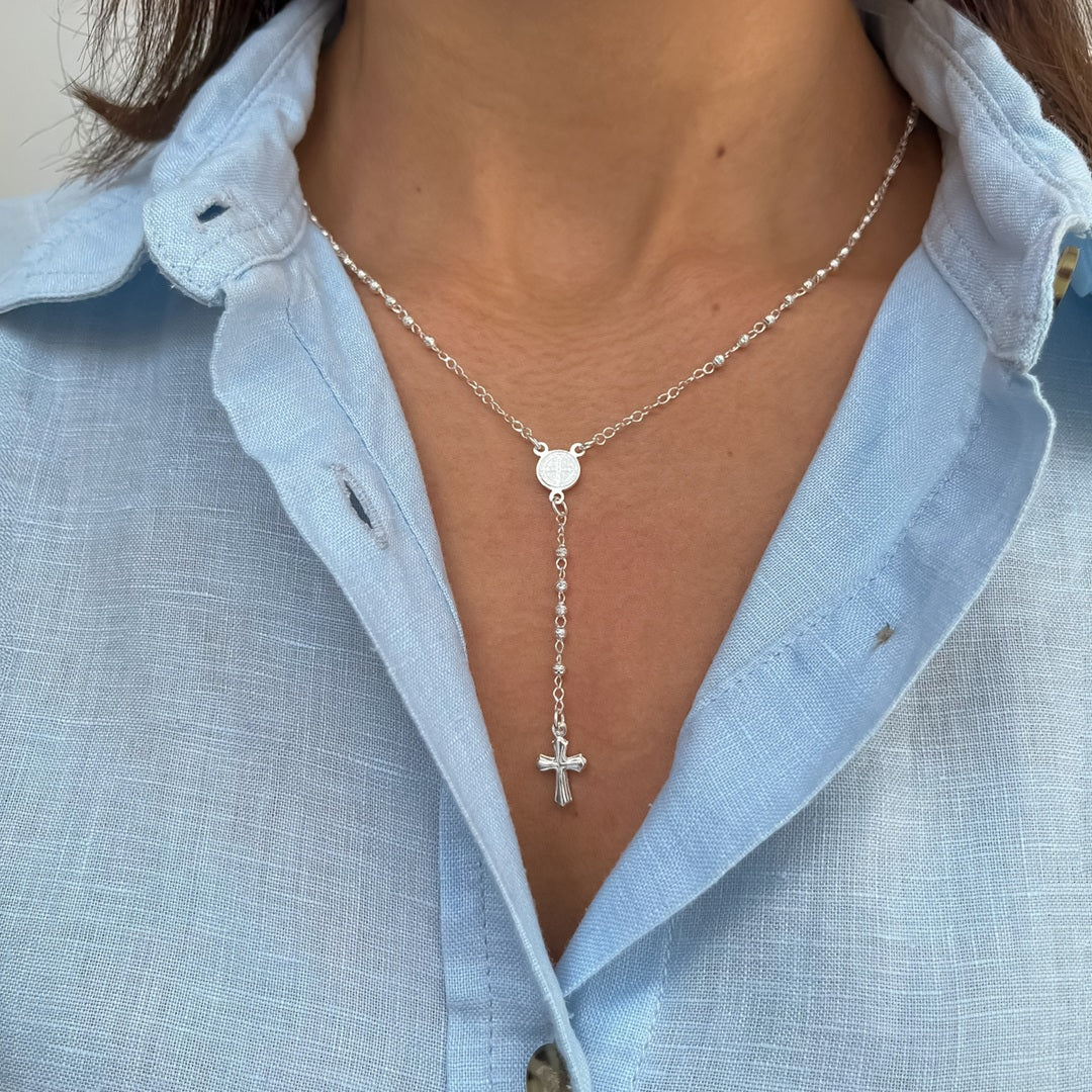 Rosario Pequeño de Plata con Crucero de San Benito
