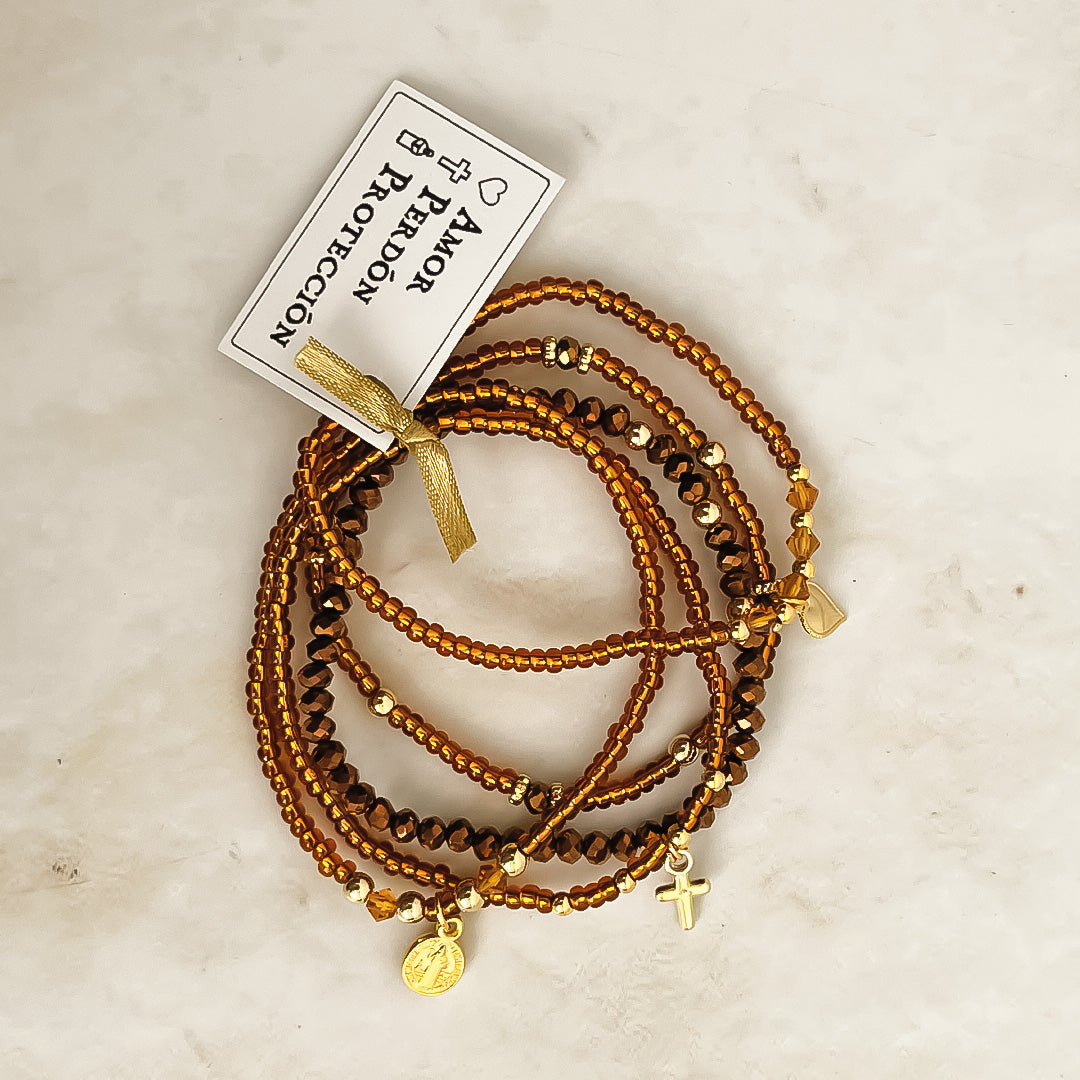 Pulseras Amor, Perdón y Protección (Set de 5)
