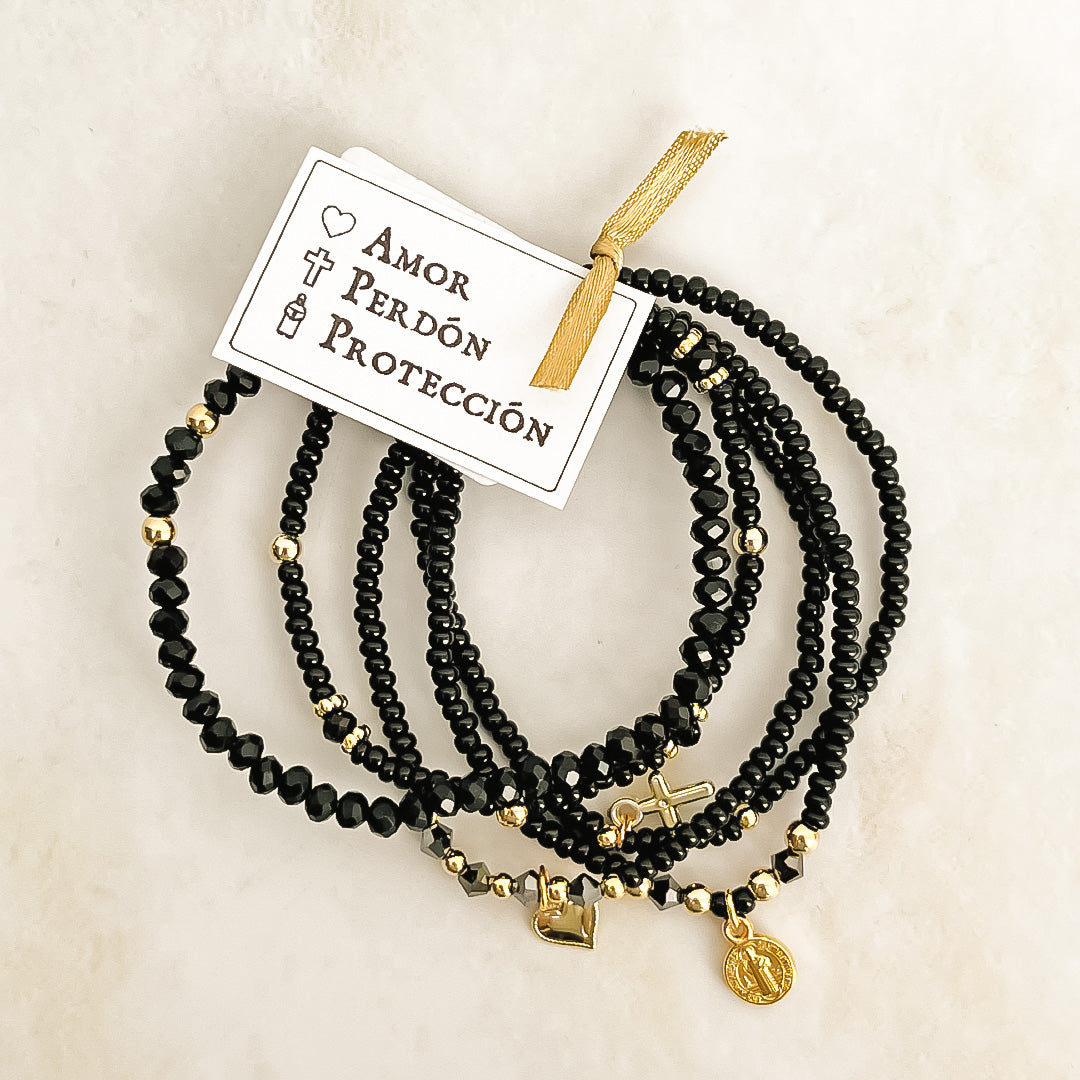 Pulseras Amor, Perdón y Protección (Set de 5)
