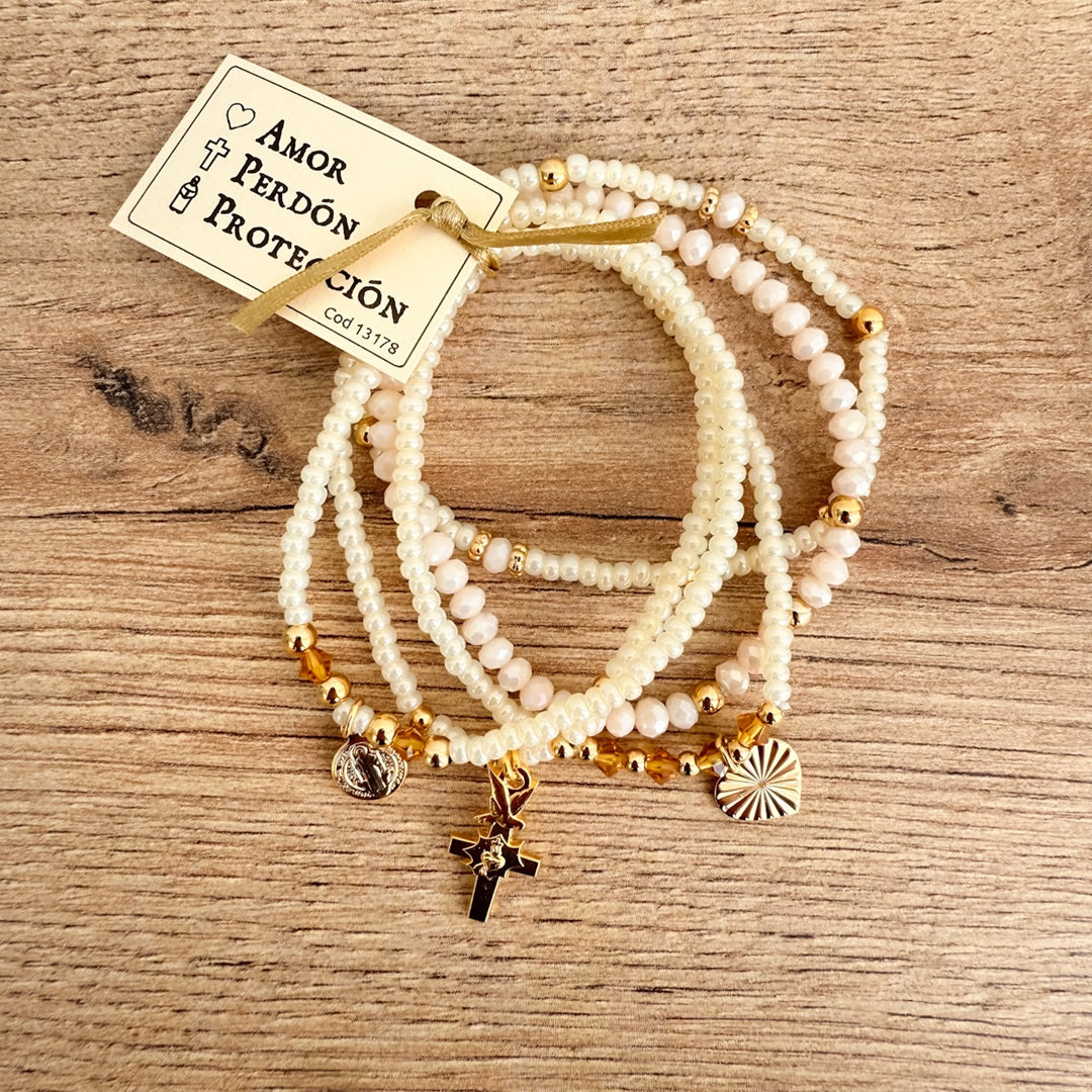 Pulseras Amor, Perdón y Protección (Set de 5)