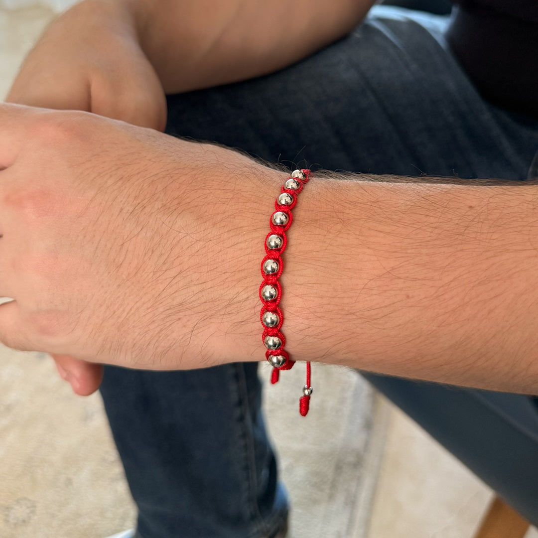 Pulsera Decenario Tejida con Balín de Acero Grande – VII Sacramentos Colombia