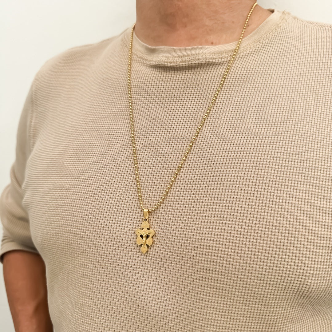 Cadena Militar Dorada con Cruz Perdón