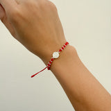 Pulsera Tejida con Medalla de San Benito en Plata Roja– VII Sacramentos Colombia