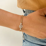 Pulsera Tejida con Cruz Circular en Plata 925 Engastada – VII Sacramentos Colombia
