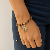 Pulsera Piedras Naturales Virgen del Carmen con Dije Corazón