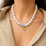 Collar Pez Resina con Medalla San Benito Dorada