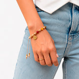 Pulsera Piedra Colores y Murano con Medalla San Benito Acero