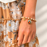 Pulsera Piedras Naturales Sagrado Corazón de Jesús con Dije Corazón