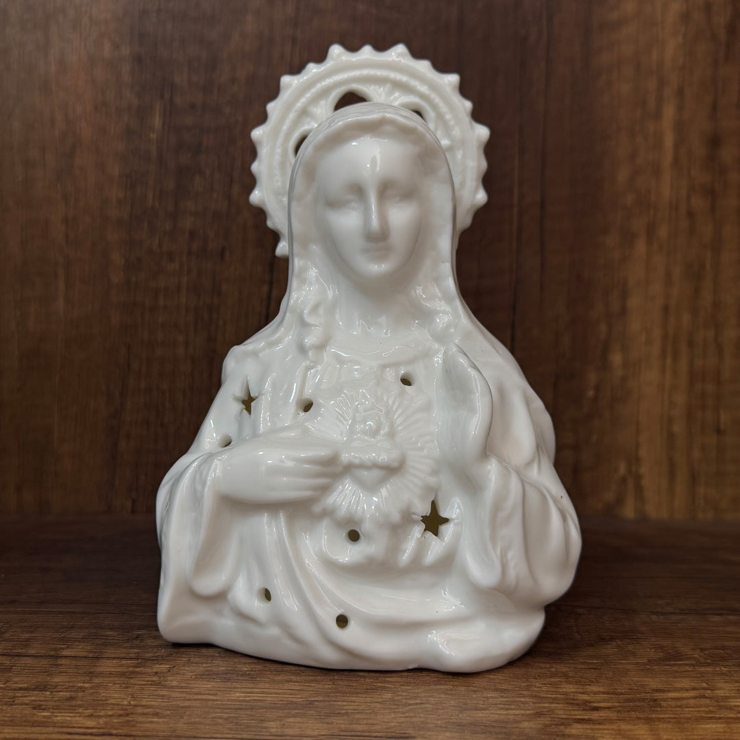Lámpara de Porcelana Apagada Inmaculado Corazón de María (14cm) - Luz y Devoción - VII SAcramentos Colombia