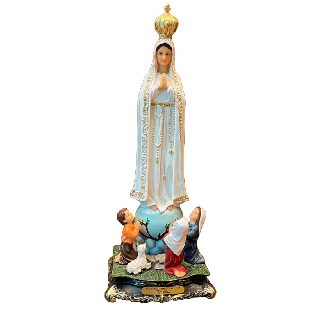 Estatua de la Virgen de Fátima con Pastores 40cm