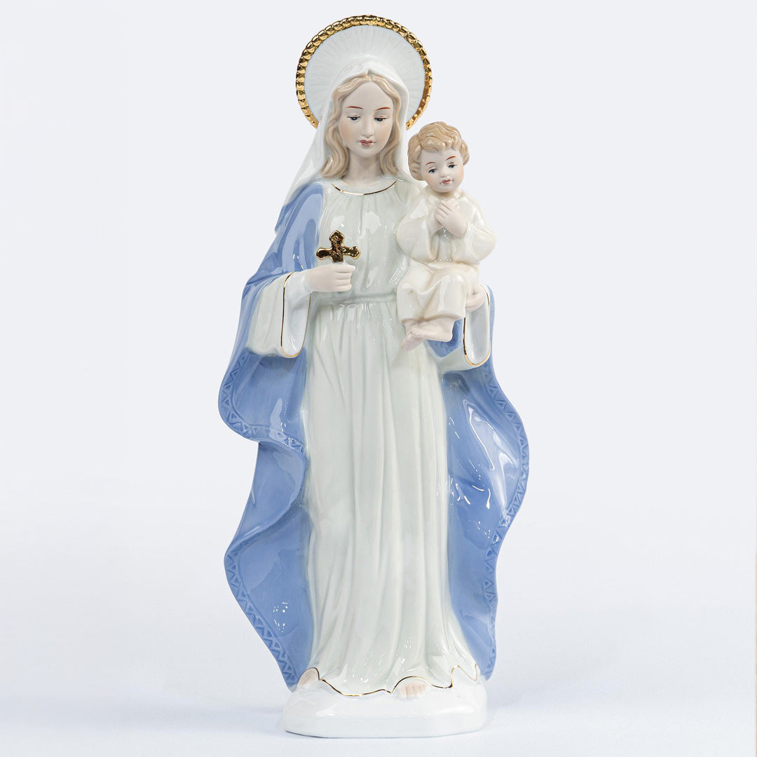 Estatua Virgen María con el Niño Jesús de 30 cm en porcelana decorativa - VII Sacramentos Colombia