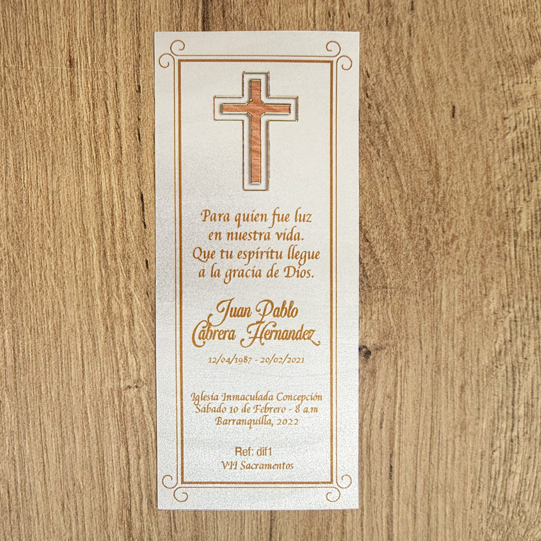 Tarjeta Separadora Personalizable para Celebraciones de Misa de Difunto x 12 Unidades – VII Sacramentos Colombia