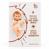 Nino Jesus mini en resina 4.5 cm montado en tarjeta de bendicion