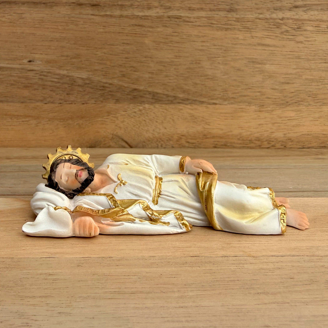 Estatua de San José Dormido Blanco 9.5 cm – VII Sacramentos Colombia