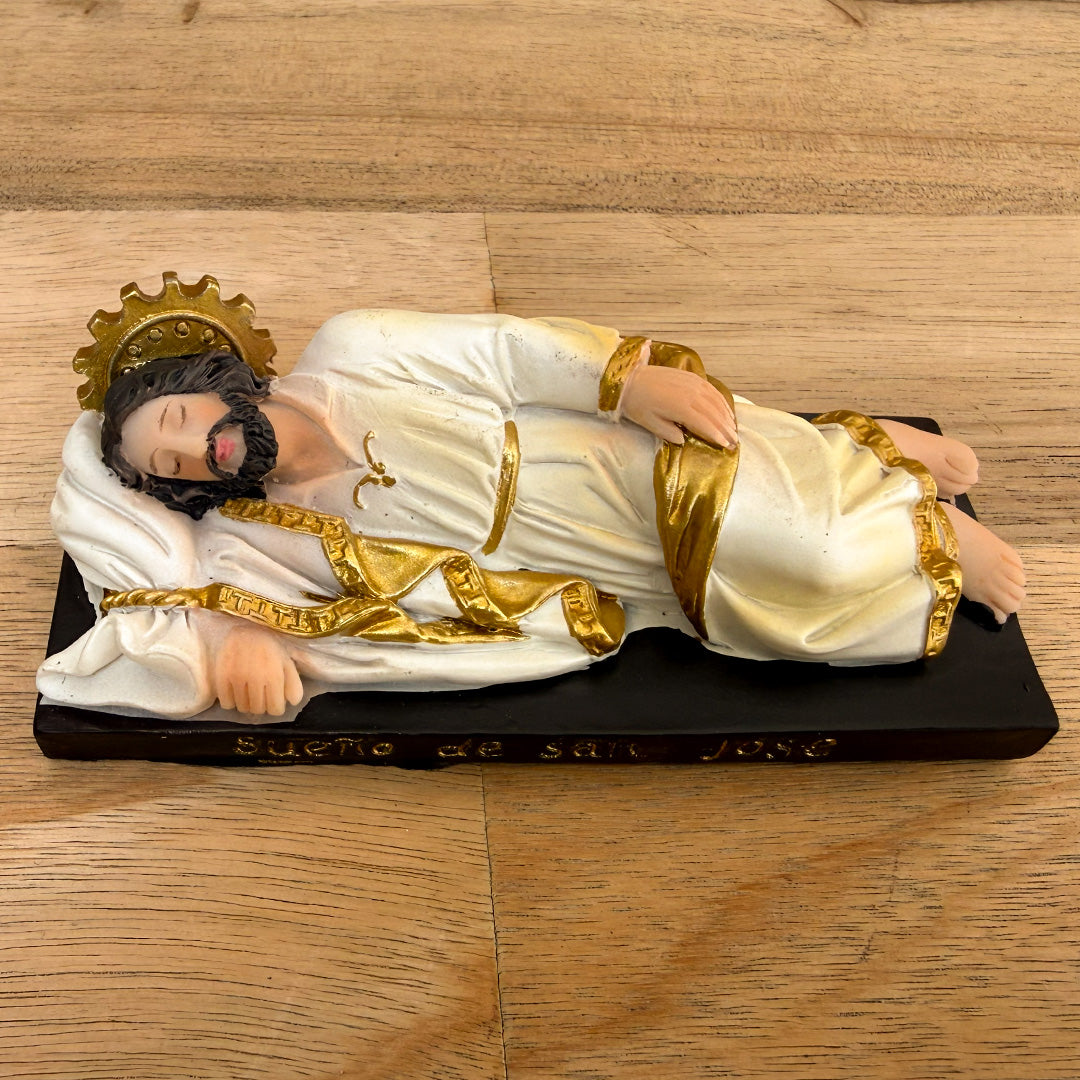 Estatua de San José Dormido Blanco con base 10 cm - VII Sacramentos Colombia