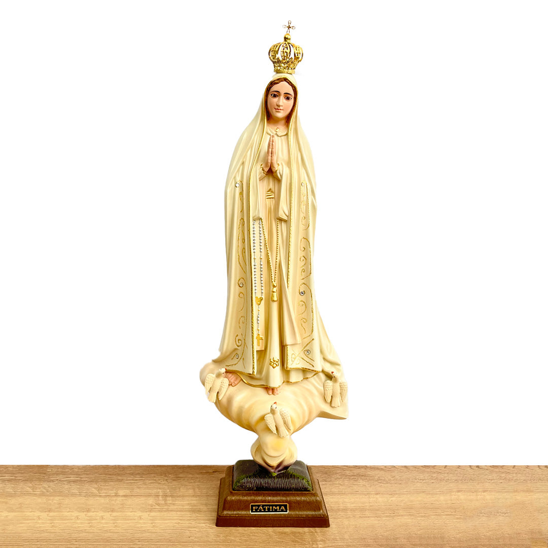 Estatua de la Virgen de Fátima con Acabado Envejecido - 50 cm (19.6”)